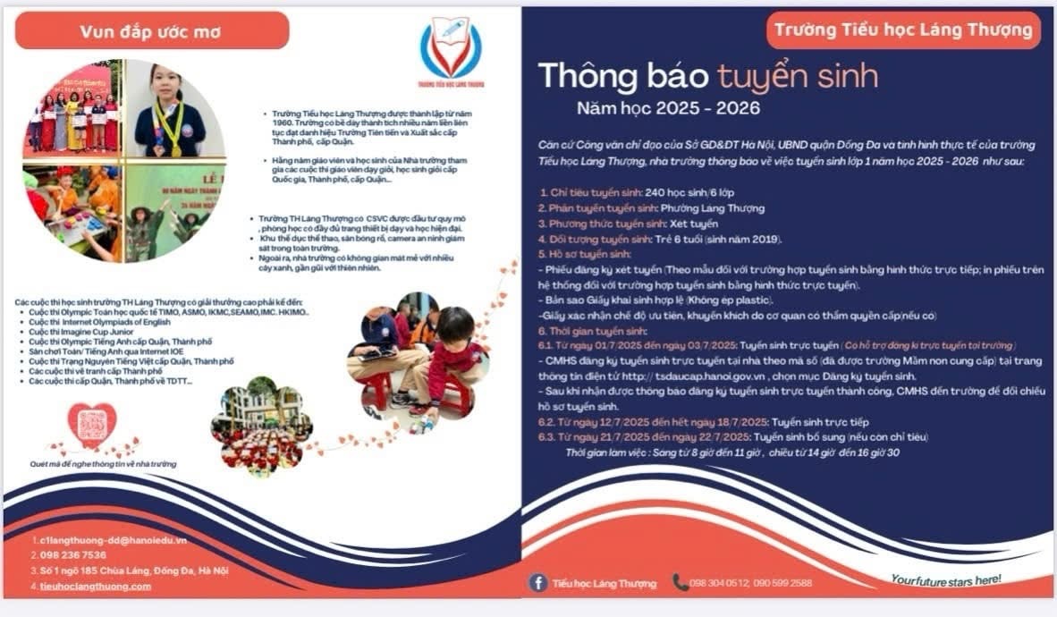 🌸Thông báo lịch tuyển sinh trực tiếp năm học 2025-2026 🌸