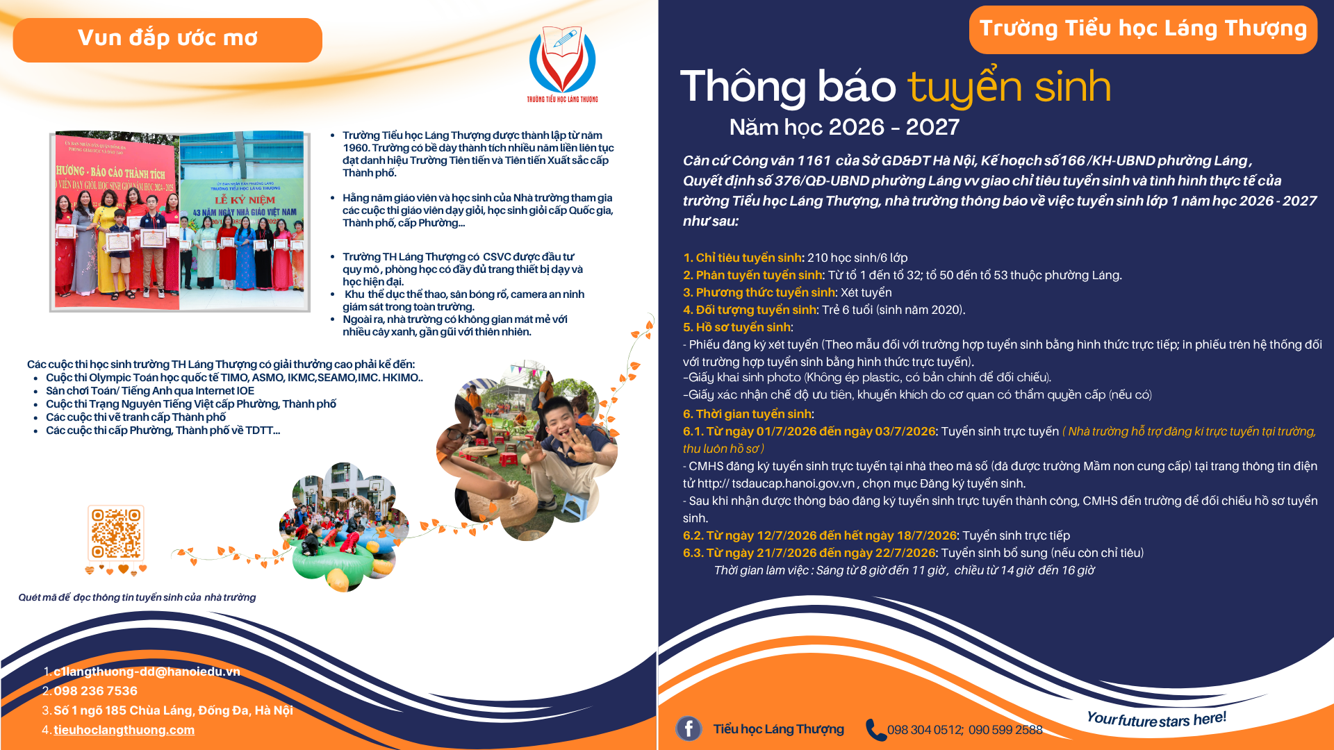 Thông báo tuyển sinh lớp 1 năm học  2025-2026